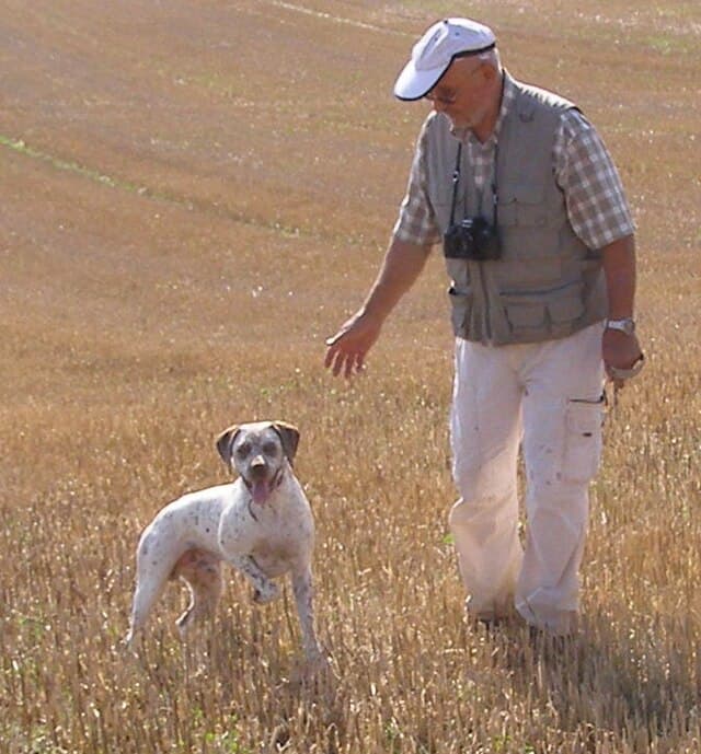 Michel Comte with a pointing Bourbonnais
